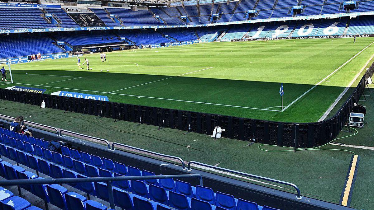 El estadio de Riazor sin público durante un partido de la temporada pasada.