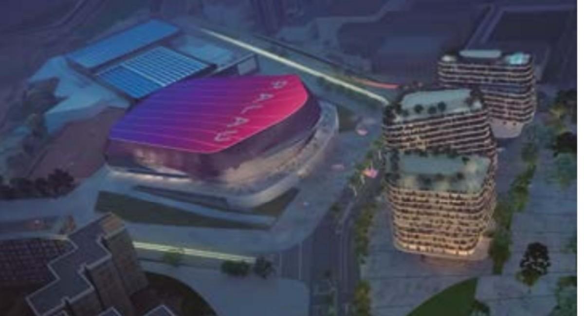 Una maqueta del nuevo Palau Blaugrana y el Campus del futuro Espai Barça.