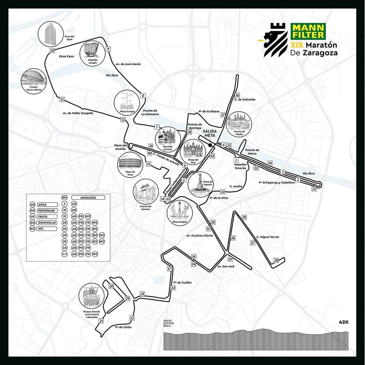 Mapa del recorrido del Maratón de Zaragoza