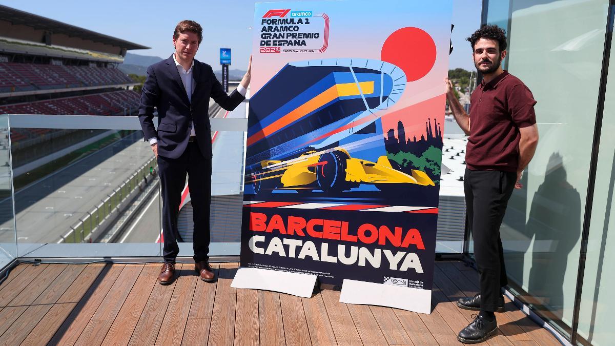 Oriol Sagrera, CEO del Circuit, en la presentación del cartel del GP de España de F1, obra del ilustrador Jordi Ferrándiz