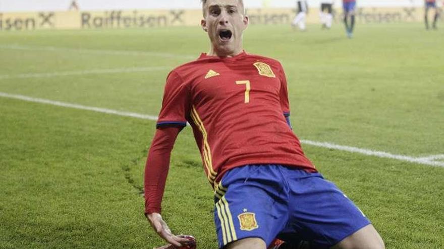 Deulofeu, tras marcar de penalti frente a Austria.