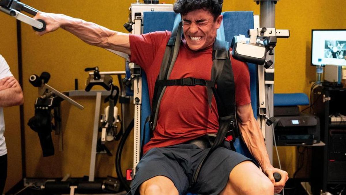 Marc Márquez, en el gimnasio del completo Red Bull, en Austria.