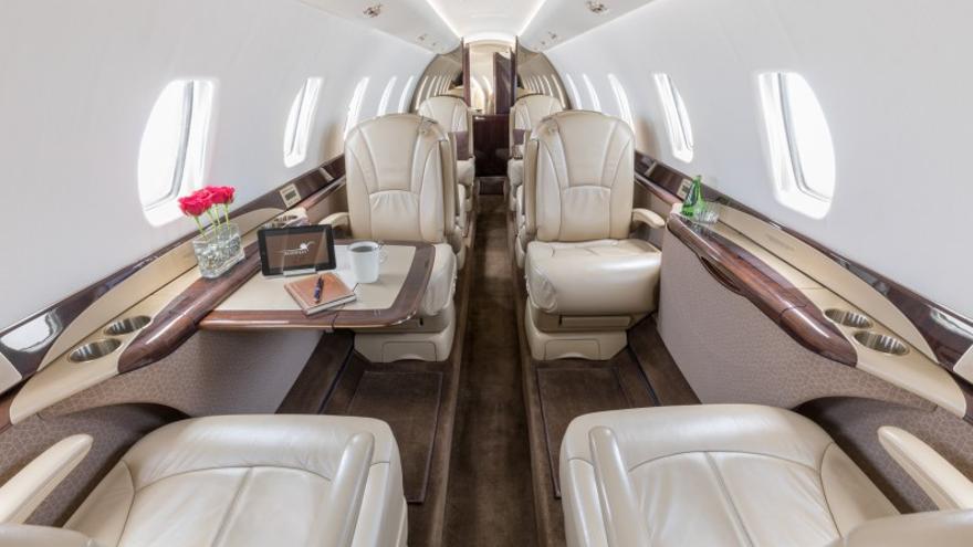 Interior del jet Cesna citation Sovereign, uno de los modelos ofertados por la compañía que opera en Peinador