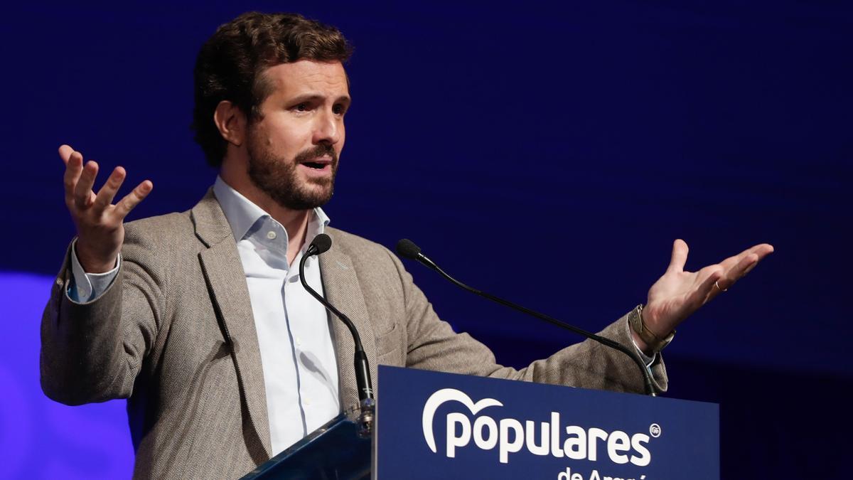 Pablo Casado en el Congreso regional del PP de Aragón