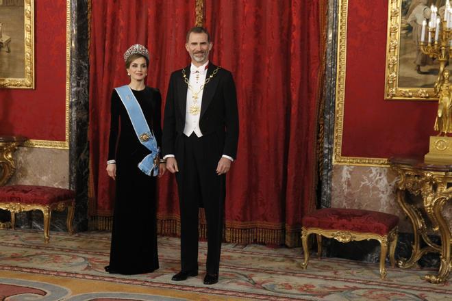 Letizia Ortiz y Felipe VI en la cena de gala para el primer ministro argentino