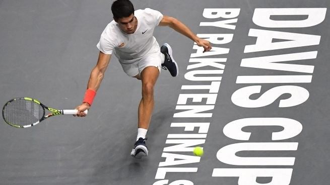 Alcaraz, en un momento de su partido ante Aliassime.