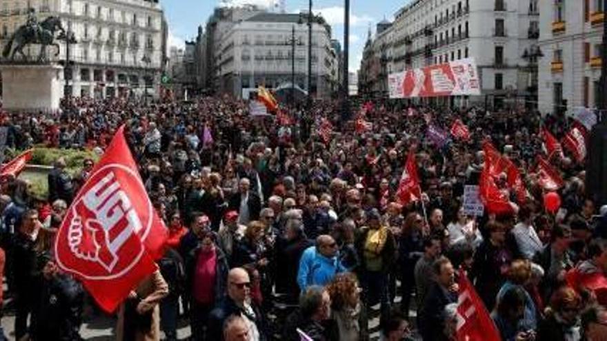 Los manifestantes de Madrid, en la Puerta del Sol.