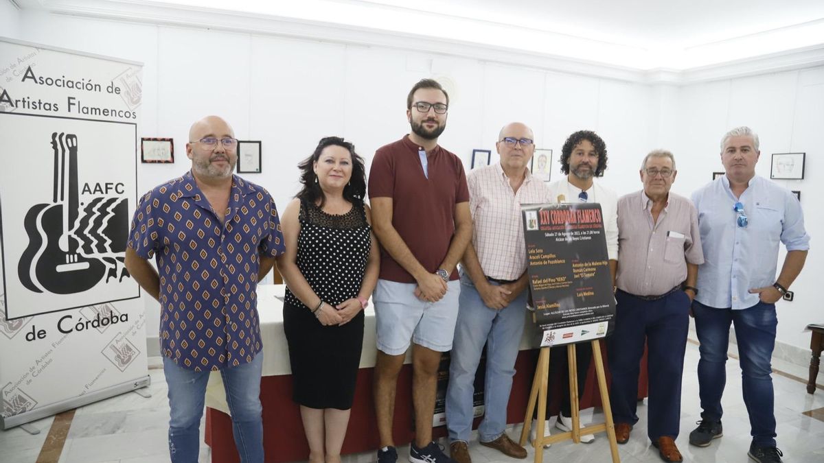 Artistas y organizadores, tras la presentación de la nueva edición del Cordobán Flamenco