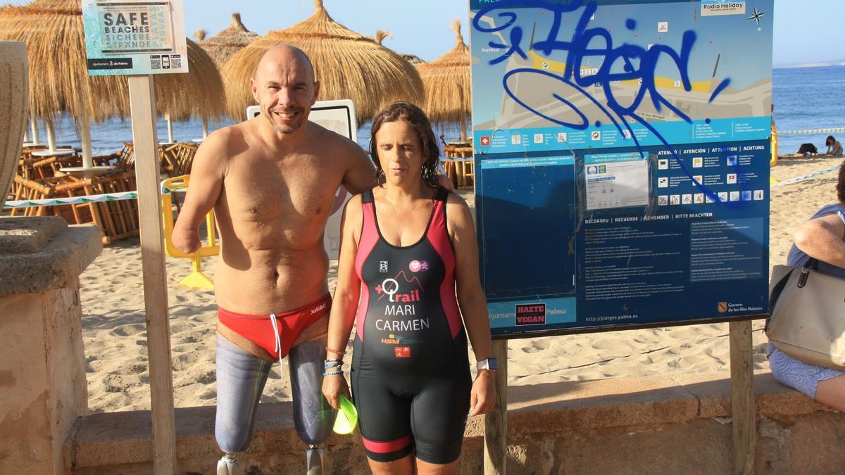 Xavi Torres hizo de guía a Mari Carmen Soler en el Triatlón Port de Palma