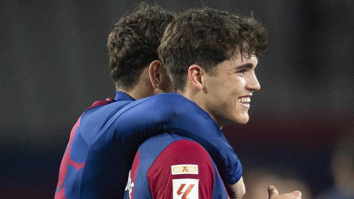 Cubarsí sonriente al finalizar el partido de Liga entre el Barça y el Mallorca.