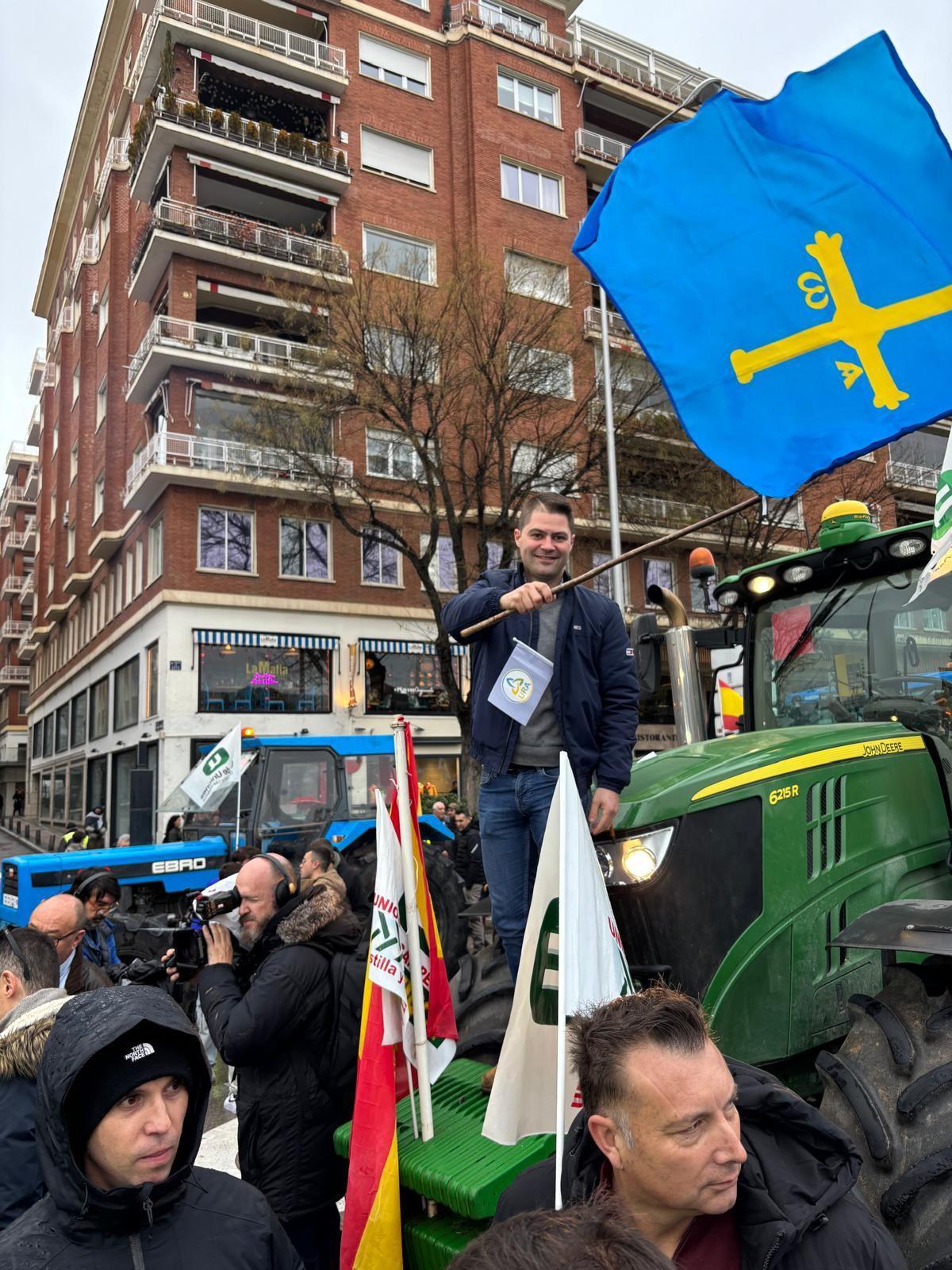 Borja Fernández, este miércoles en Madrid, durante la protesta contra el acuerdo de la UE con Mercosur y los recortes de la PAC.