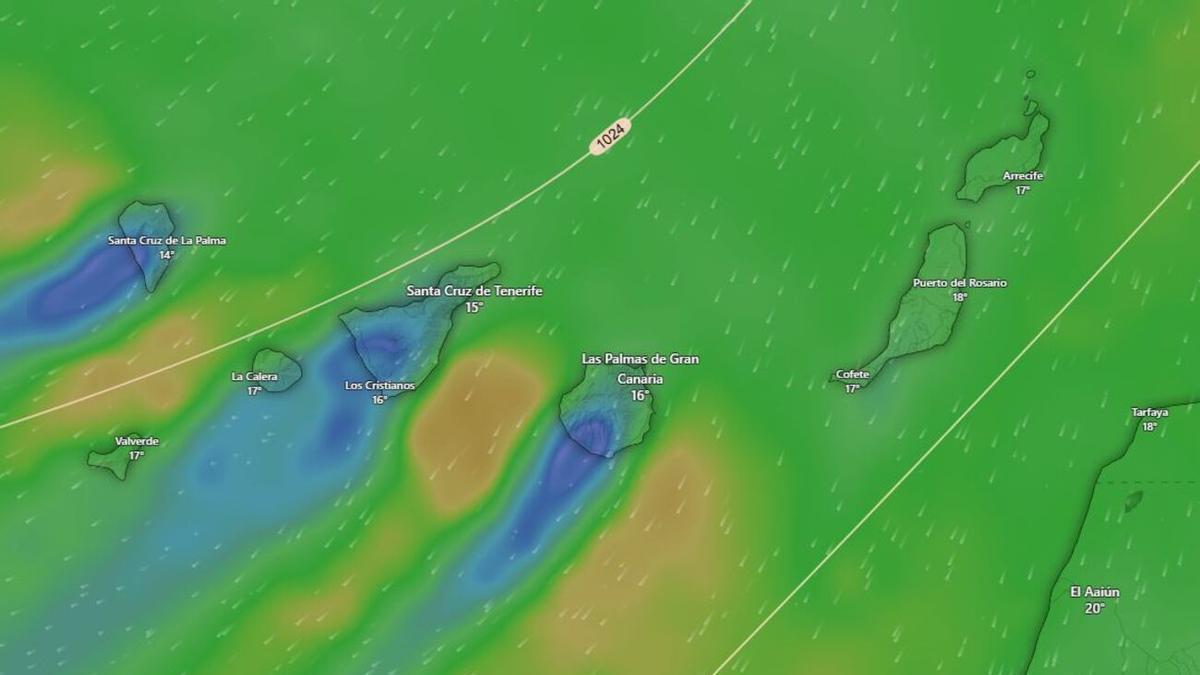 El tiempo de la Aemet para este domingo en Canarias: lluvias débiles, vientos moderados a fuertes y marejada