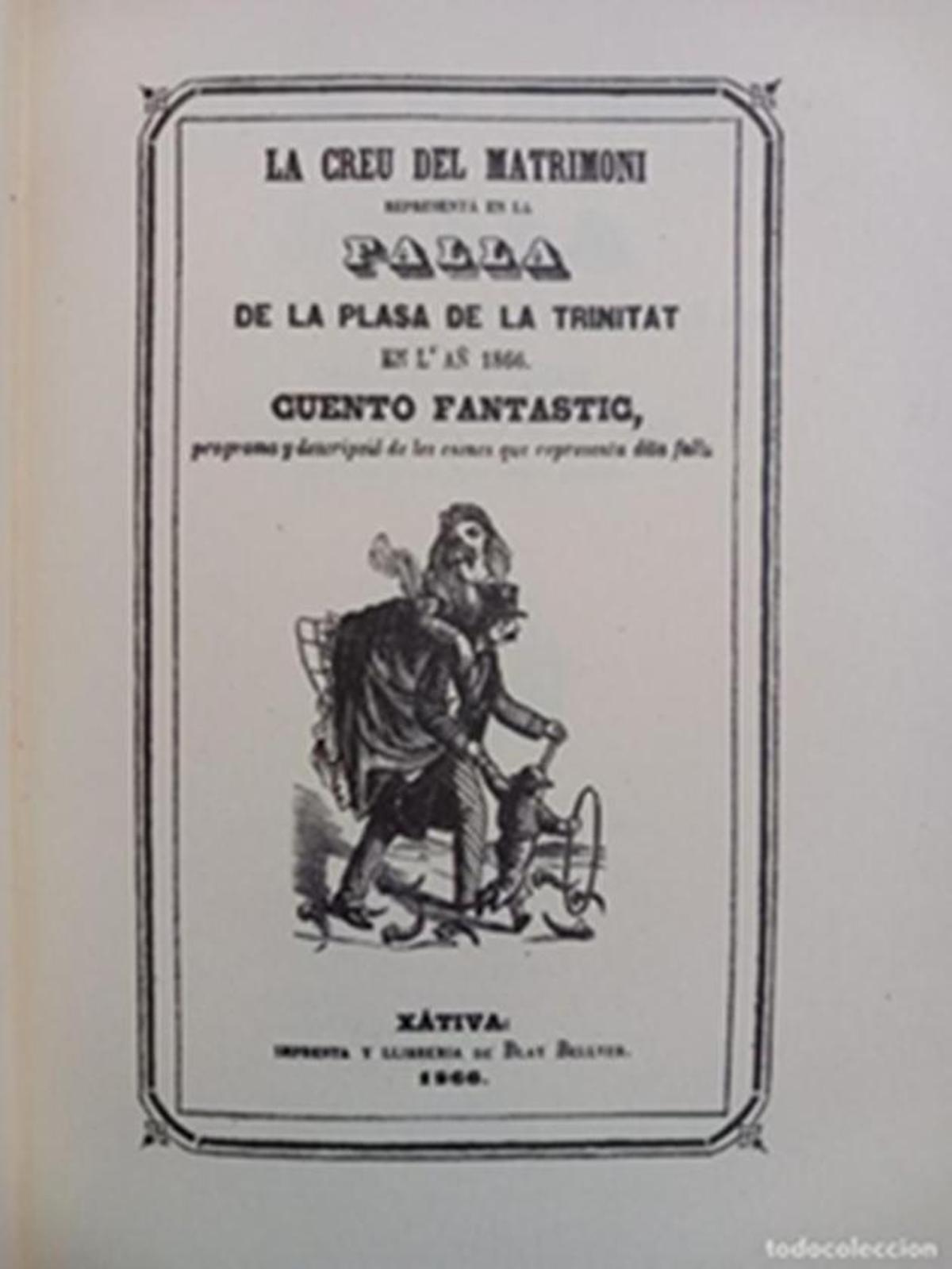 Llibret explicatiu de la falla "La creu del matrimoni", obra de Blai Bellver.