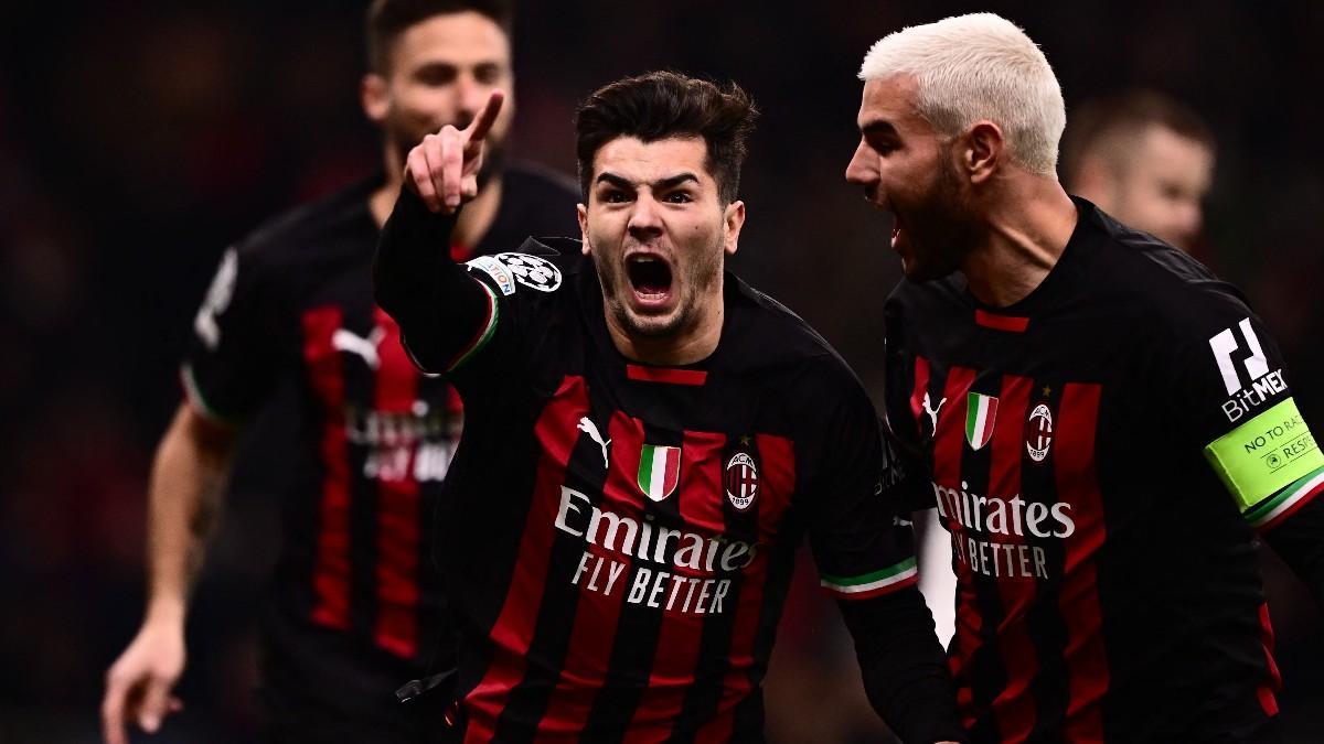 El milanista Brahim celebra su gol al Tottenham en la ida de los octavos de final de la Champions