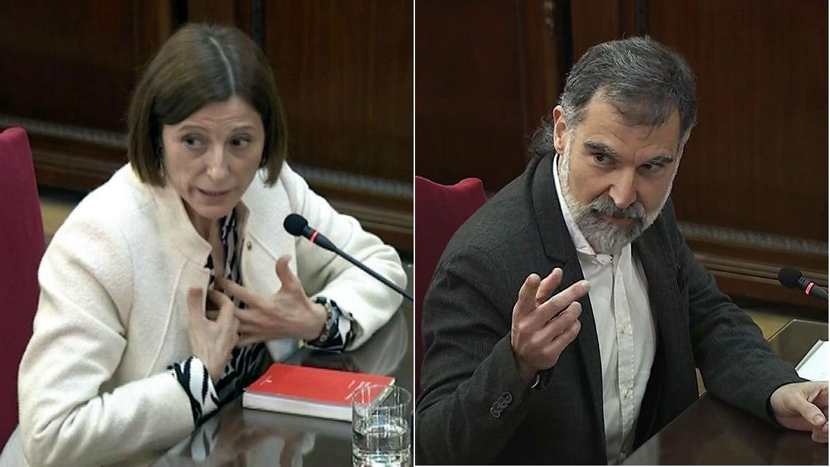 Forcadell y Cuixart, durante sus respectivas declaraciones en el juicio al 'procés', el 26 de febrero del 2019