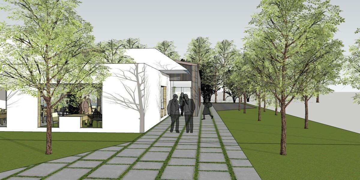 Aspecto exterior del futuro centro de día en la Casa das Artes de Vedra, en San Fins de Sales