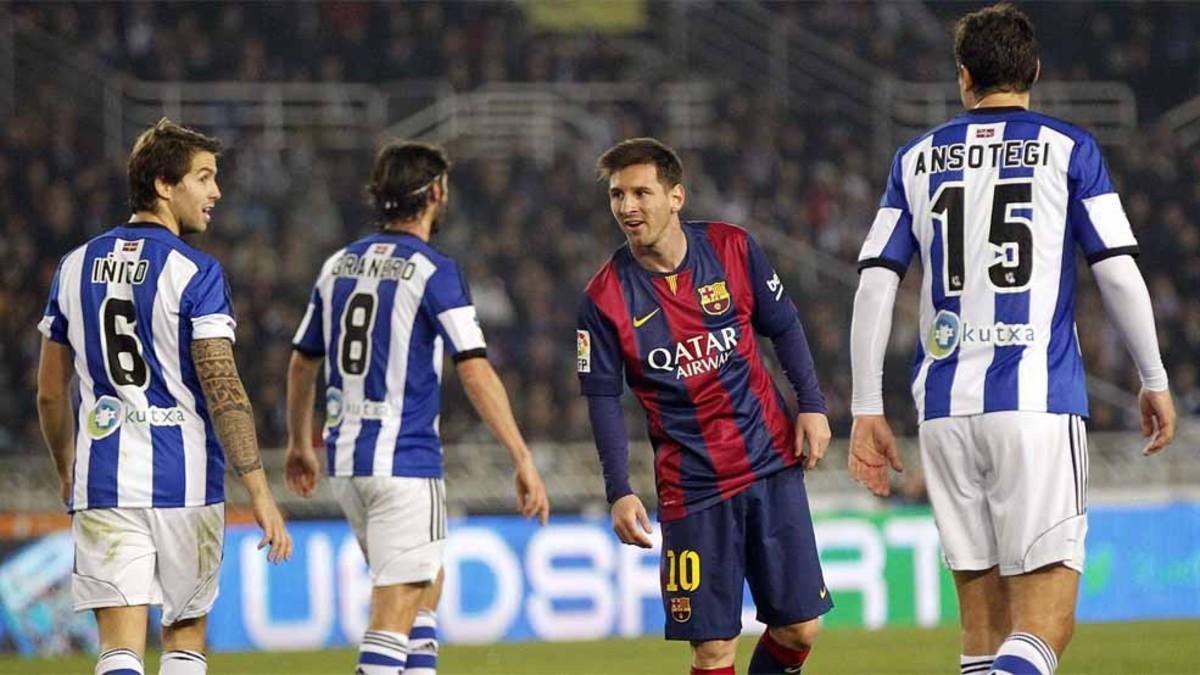 Messi ha marcado dos goles en Anoeta que no han dado puntos al FC Barcelona. Curioso...