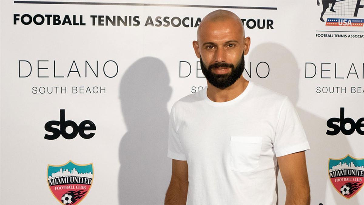 Mascherano, durante la presentación del Tour USA de la Asociación Mundial Fútbol Tenis (FTA Tour, en inglés), en Miami