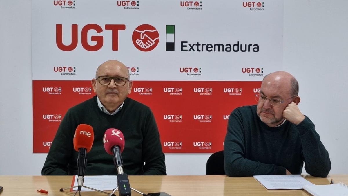 Presentación de los estudios de UGT Extremadura, este martes, en Mérida.