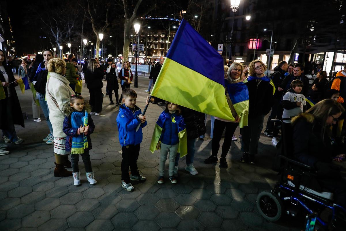 Manifestación en Barcelona del primer aniversario de la guerra de Ucrania