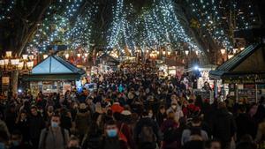 La Rambla, vestida de Navidad, este sábado por la tarde.