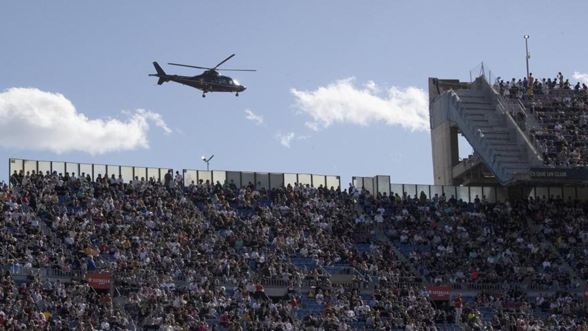 Los presidentes de los finalistas de la Kings League llegaron al Camp Nou en un helicóptero.