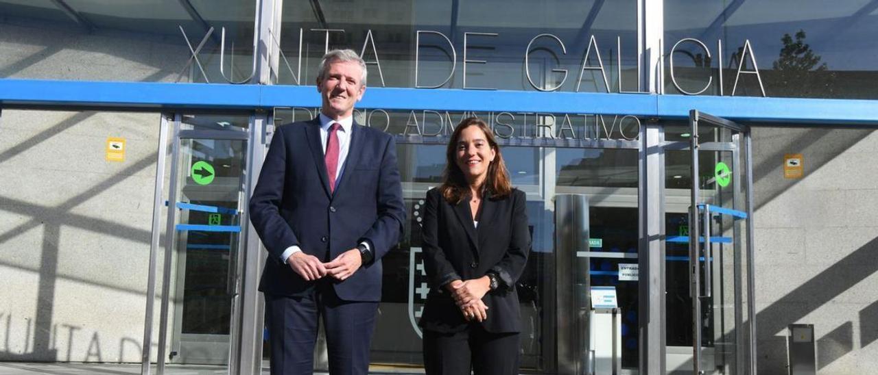 Alfonso Rueda e Inés Rey, en su entrevista del pasado día 4 en A Coruña.