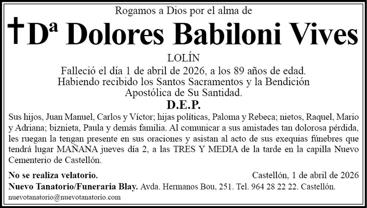 Dª Dolores Babiloni Vives