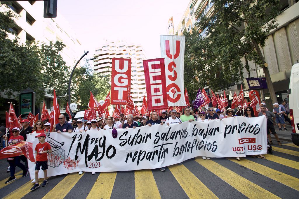 Las imágenes de la marcha del Primero de Mayo en Murcia