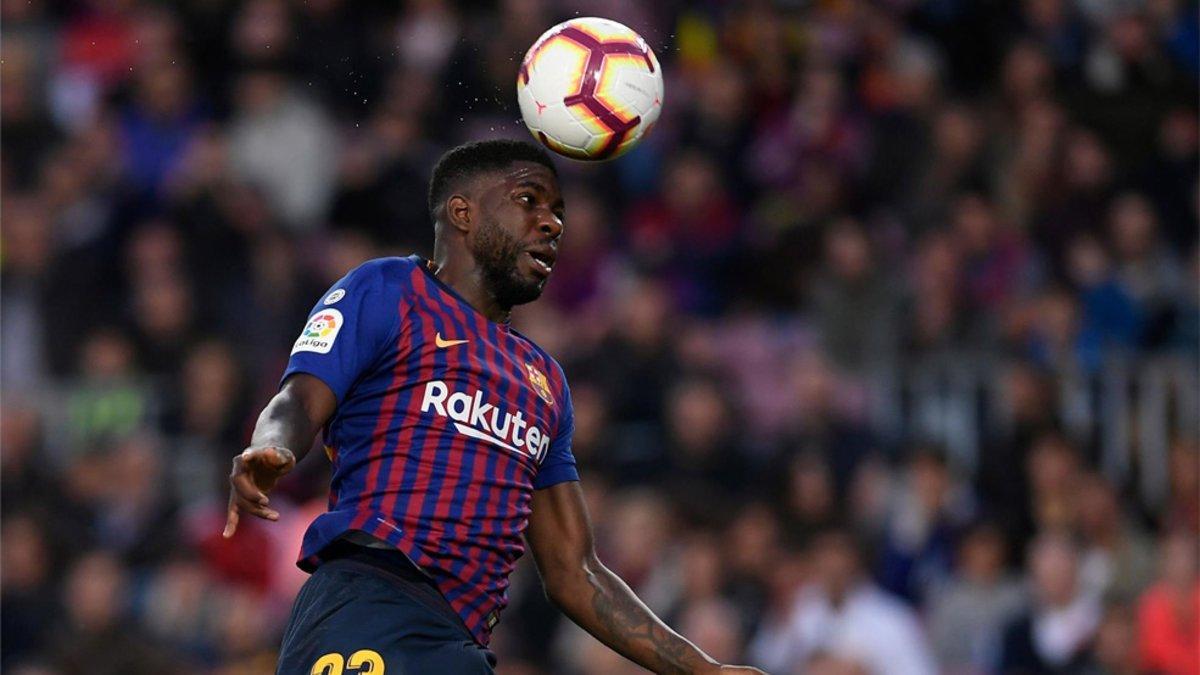 Samuel Umtiti, en acción en el Barça-Rayo Vallecano