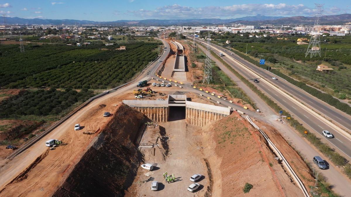 Obras del acceso ferroviario sur a PortCastelló, en imagen de archivo.