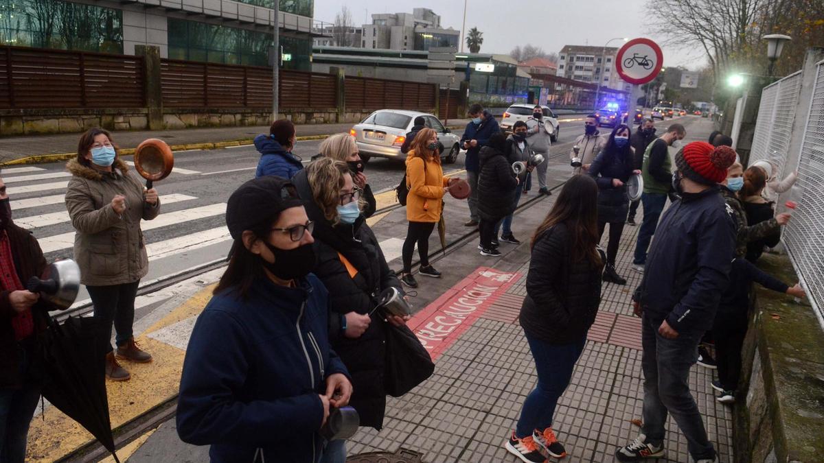 Una de las protestas organizadas por los hosteleros vilagarcianos.