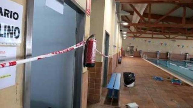 Una imagen de la zona precintada en el Palau d´Esports
