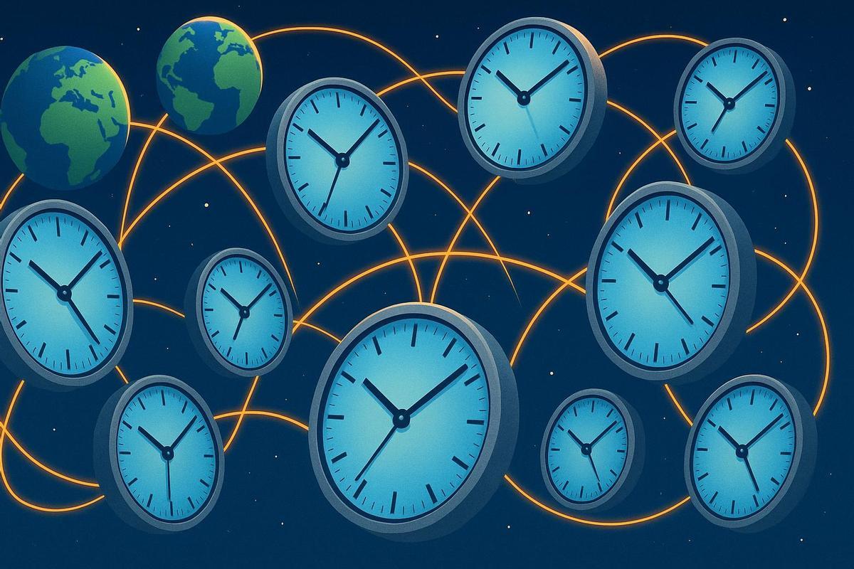 Recreación artística de los relos ópticos entrelazados mediante fibra.