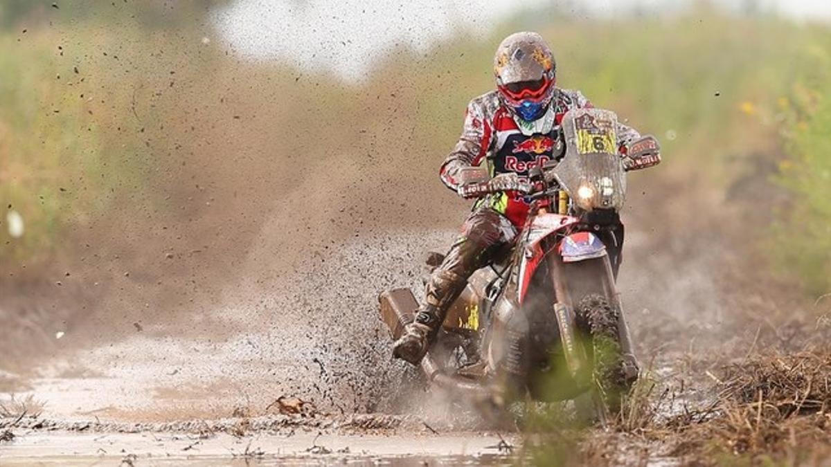 El piloto español de motos, Joan Barreda (Honda), en la etapa de este lunes.