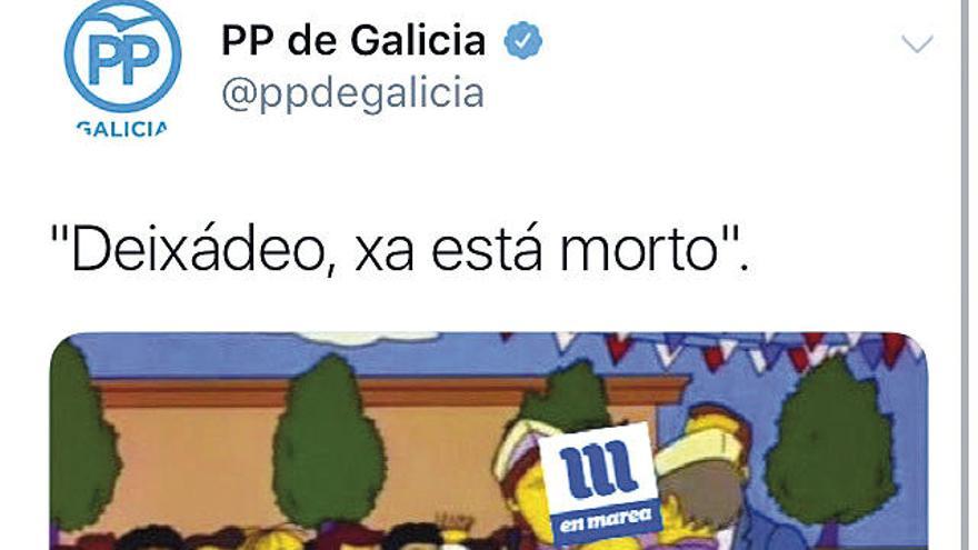 Mensaje del PP en Twitter que luego borró. //Twitter