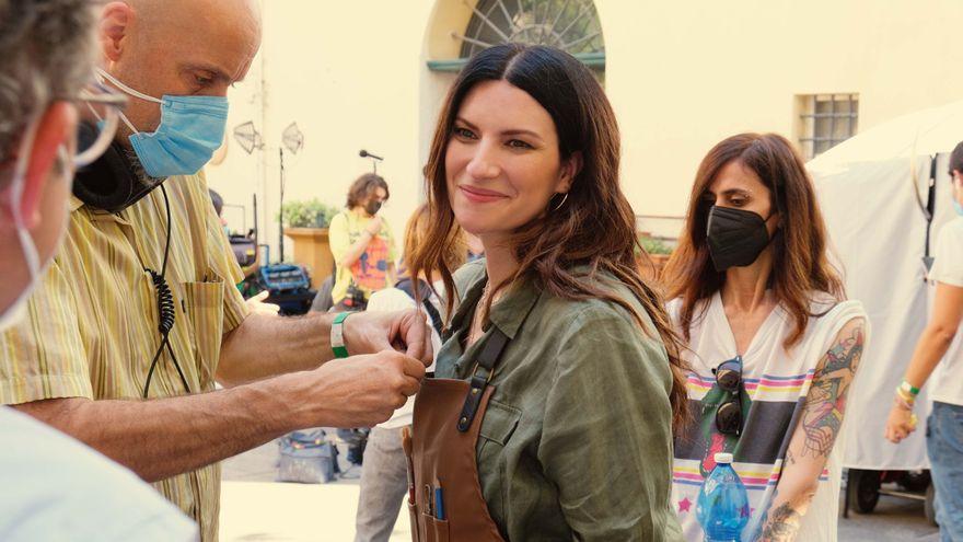 Laura Pausini, en el rodaje del film.