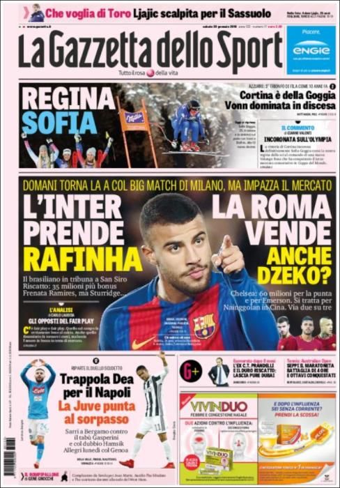 Portadas deportivas sábado 20 de enero de 2018