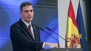 El presidente del Gobierno, Pedro Sánchez, durante su presentación del plan de recuperación, este 7 de octubre en la Moncloa.