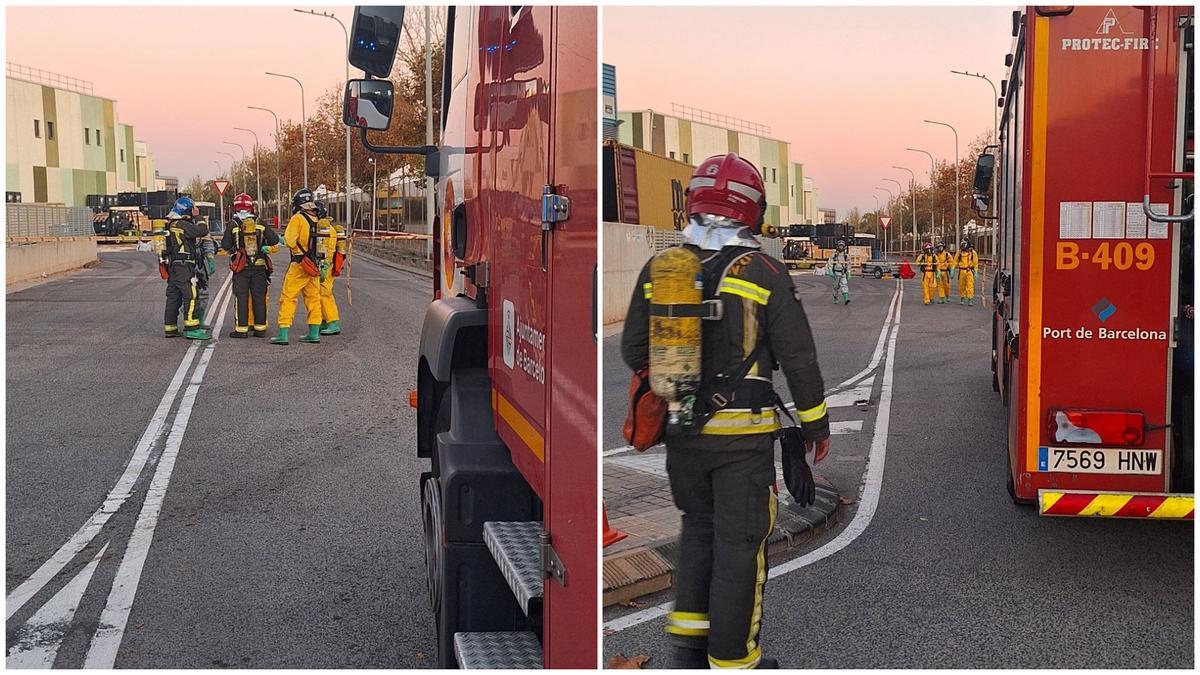 Bomberos actúan tras una fuga química en un almacén de la Zona Franca