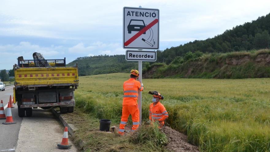 El cartell instal·lat aquest divendres a Avinyó