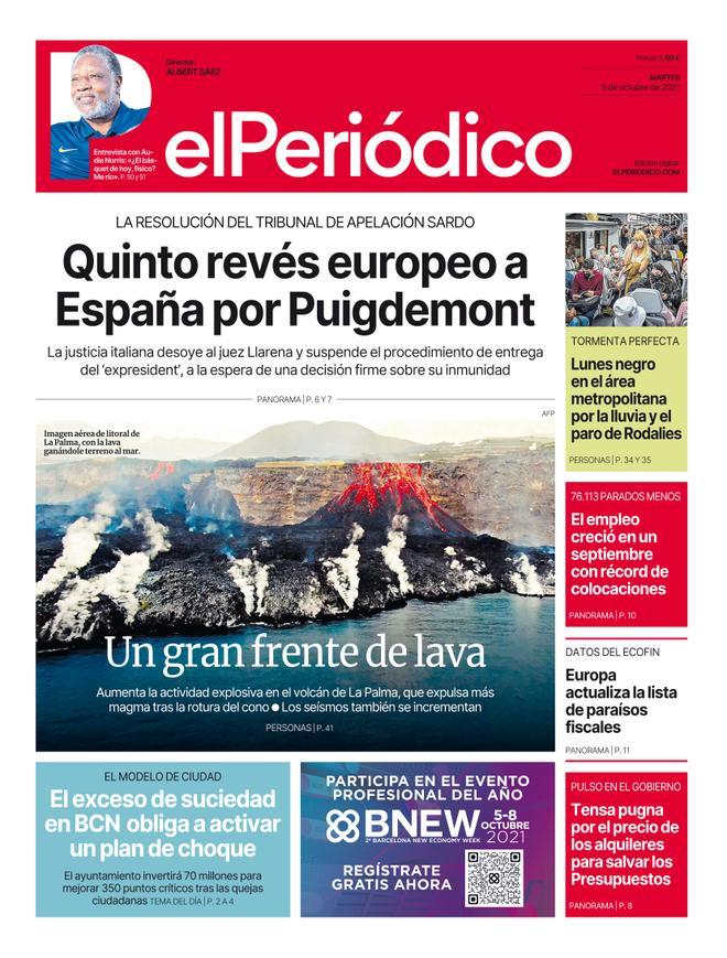La portada d’EL PERIÓDICO del 5 d’octubre del 2021