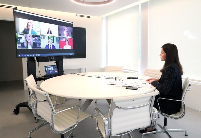 La reina Letizia durante una videoconferencia