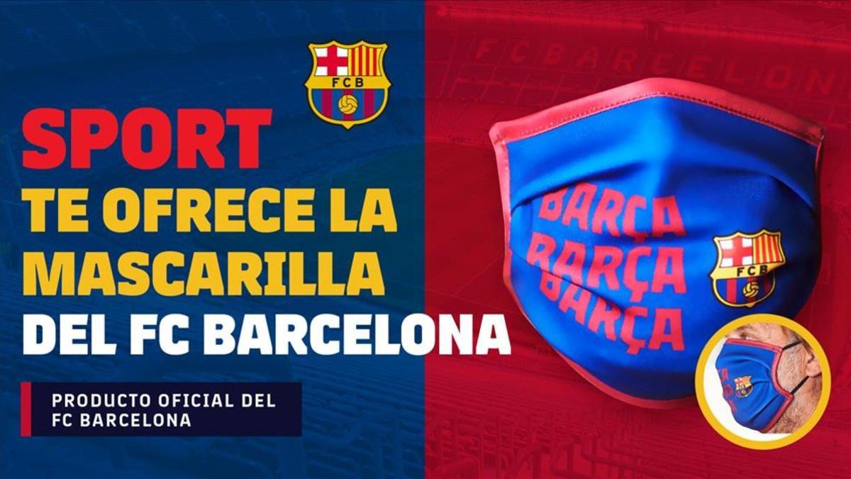 A partir del Sábado 13 de Junio en tu kiosco con SPORT la mascarilla oficial del FCBarcelona