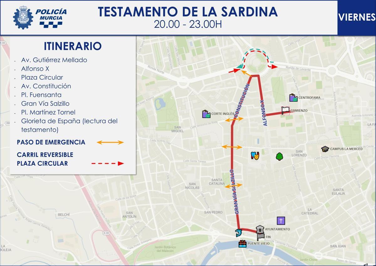 Itinerario del desfile del Testamento de la Sardina