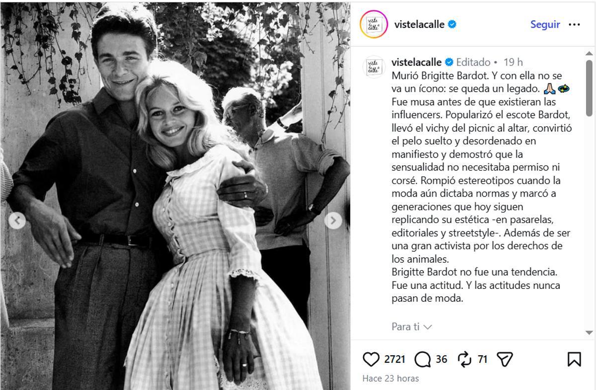 Em su boda, Brigitte Bardot "llevó el vichy del pícnic al altar", recuerda esta publicación de Instagram.