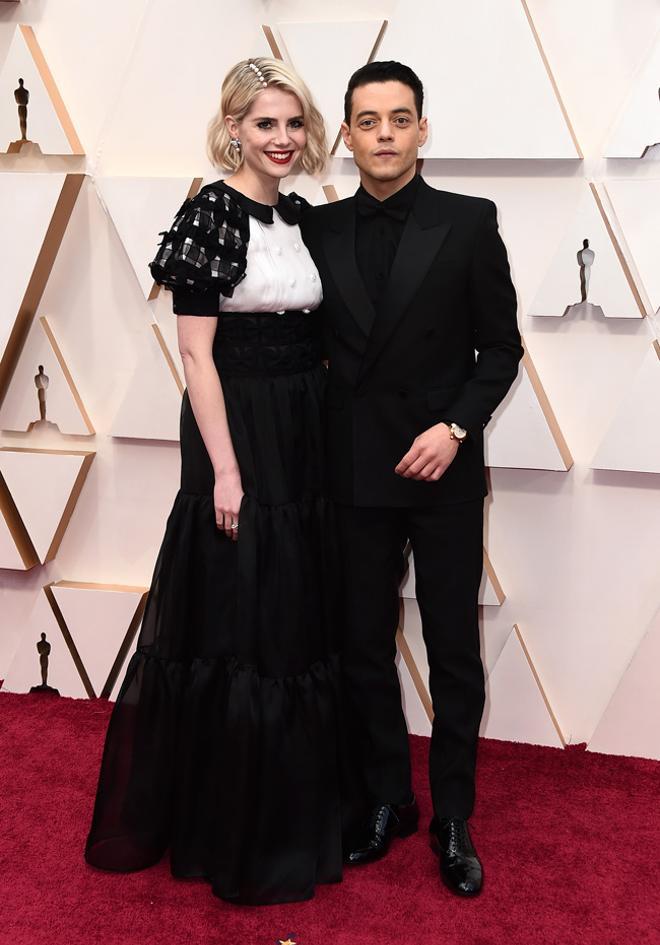 Lucy Boynton y Rami Malek en los Premios Oscar 2020