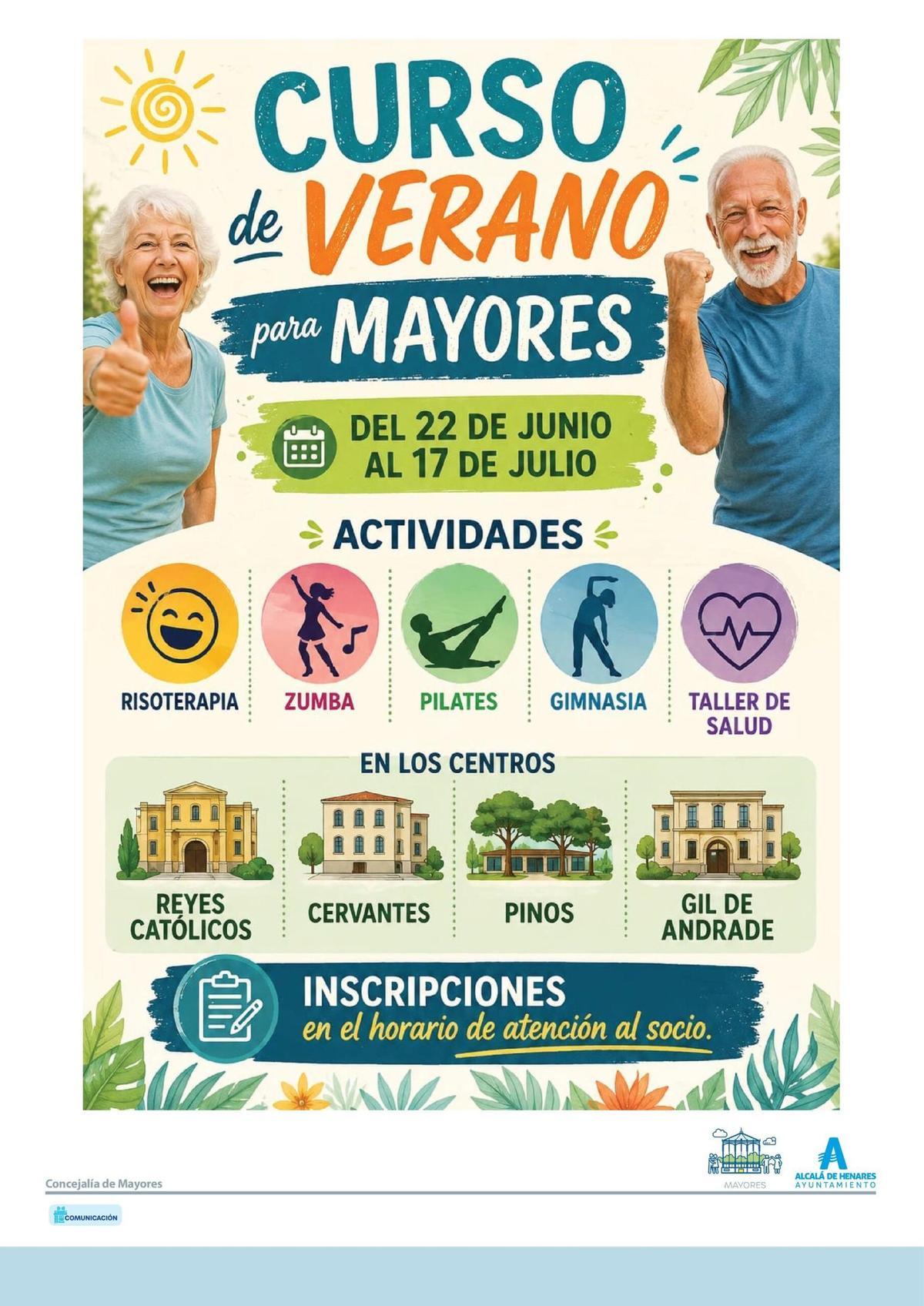 El Curso de Verano para Mayores se desarrollará en cuatro centros municipales de Alcalá