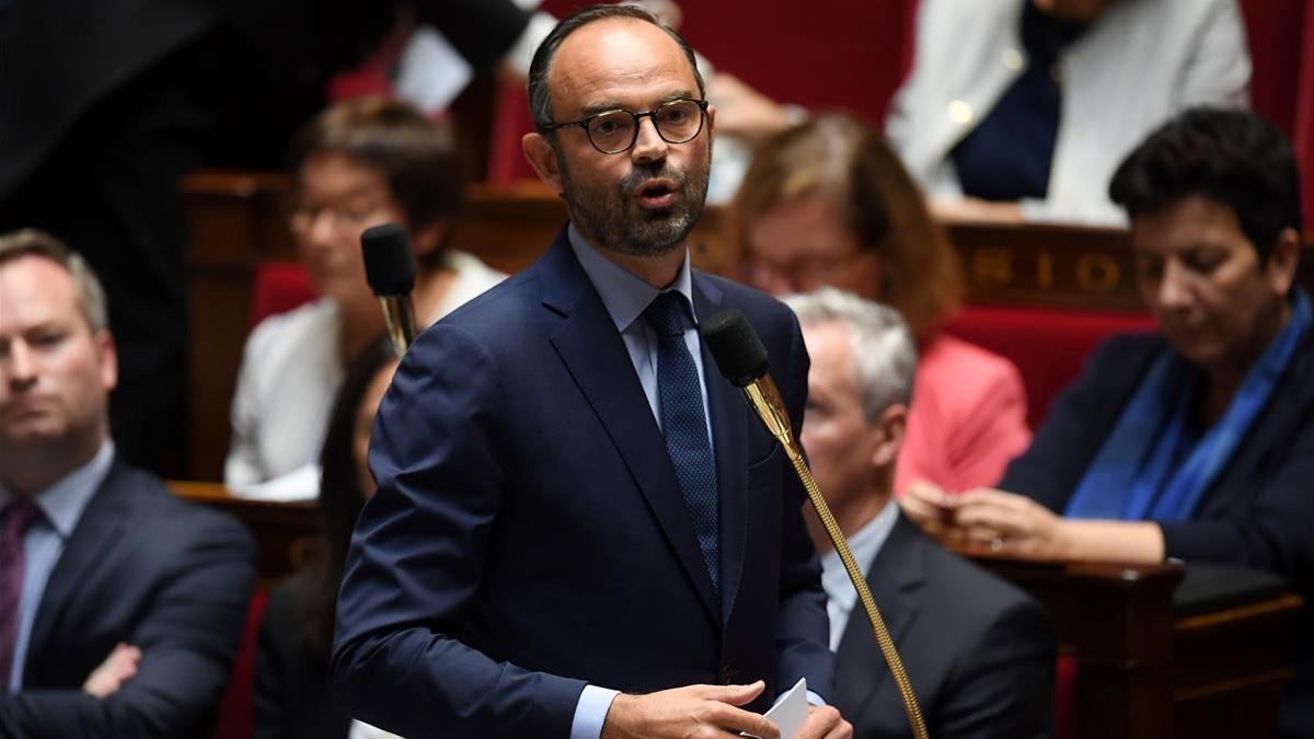 El primer ministro francés, Édouard Philippe, en la sesión de control al Gobierno en la Asamblea Nacional