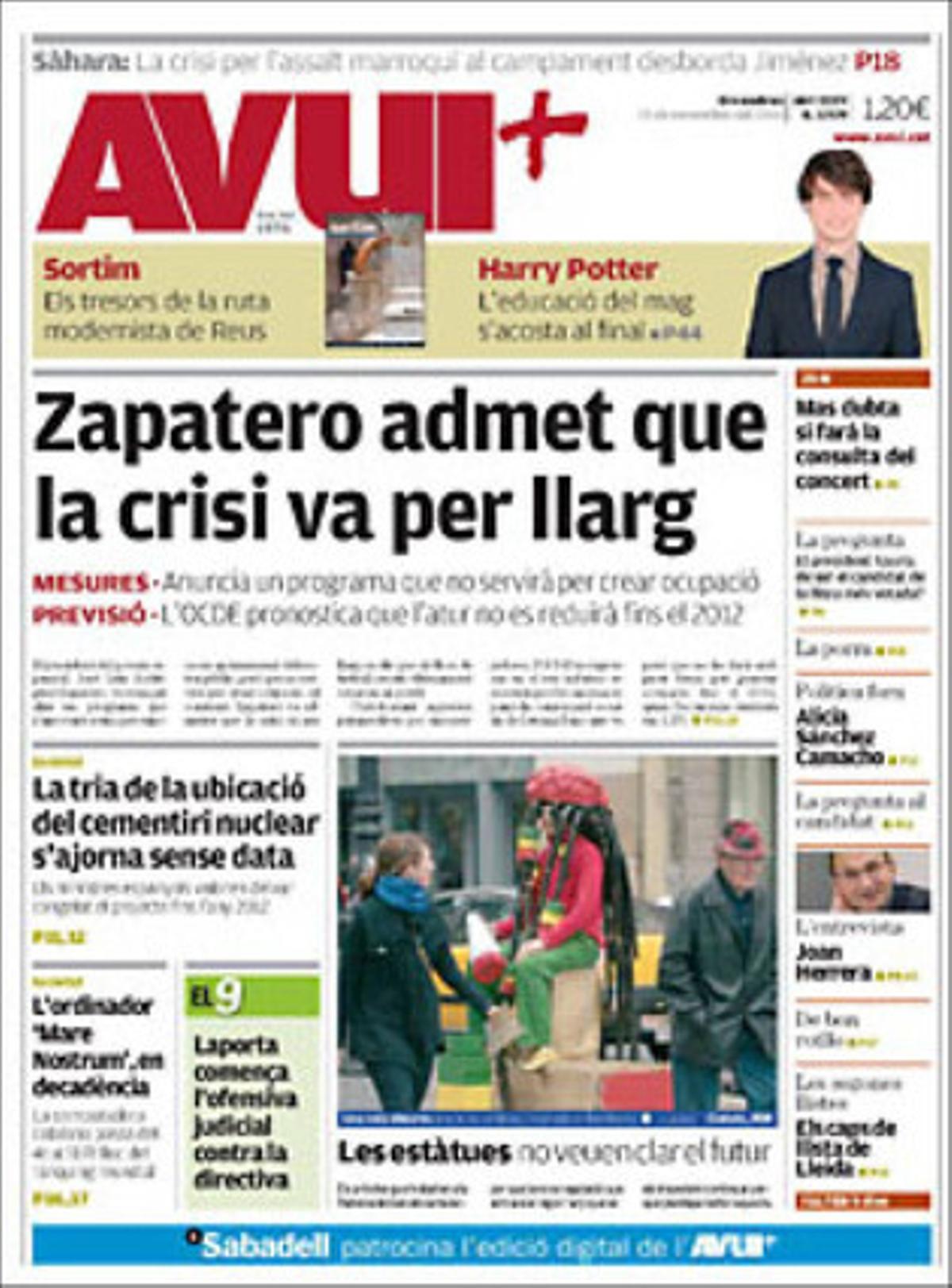 A les pàgines interiors, ’Avui’ destaca també que la nova PAC (política agrícola comuna) posa en peu de guerra mig Europa; el debat sobre el futur de les nuclears seguirà obert una dècada més; que el negoci digital ja suposa la meitat dels guanys de la indústria de continguts, i que l’esportiu ’El 9’ titula ’Jutjat Club Barcelona’, on explica que Laporta presenta tres demandes i que un representant el demanda a ell per unes comissions.